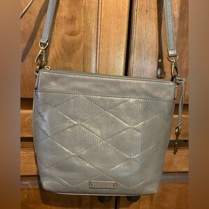 Gray Quilted Leather Crossbody Bag
